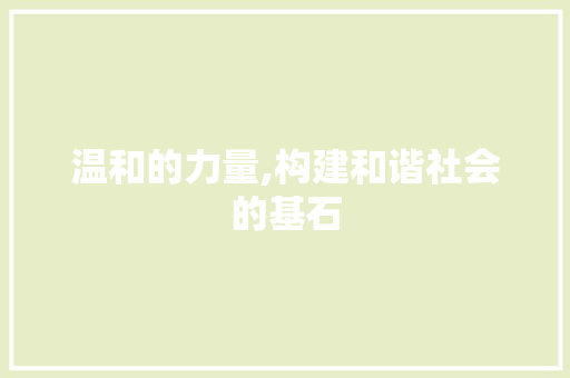 温和的力量,构建和谐社会的基石 古代典籍