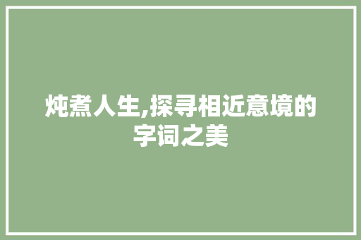 炖煮人生,探寻相近意境的字词之美