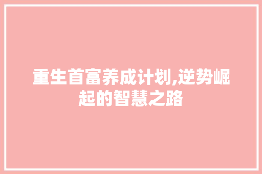 重生首富养成计划,逆势崛起的智慧之路