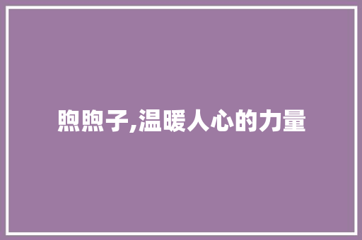 煦煦子,温暖人心的力量