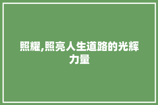 照耀,照亮人生道路的光辉力量