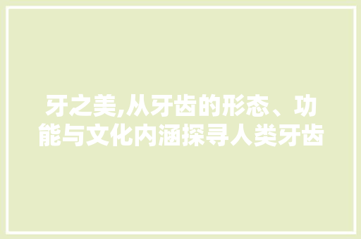 牙之美,从牙齿的形态、功能与文化内涵探寻人类牙齿的独特魅力 短语