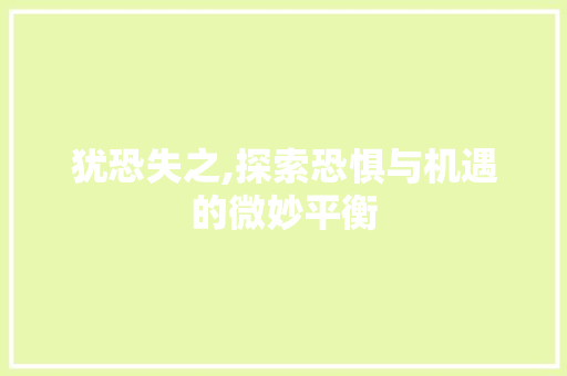 犹恐失之,探索恐惧与机遇的微妙平衡