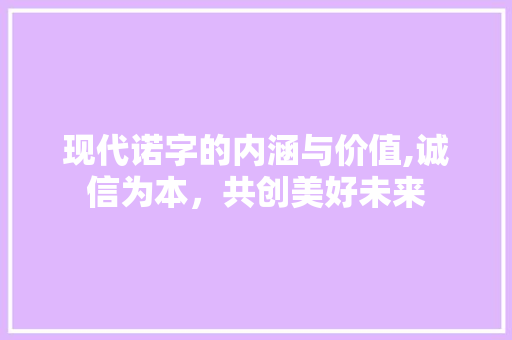 现代诺字的内涵与价值,诚信为本，共创美好未来