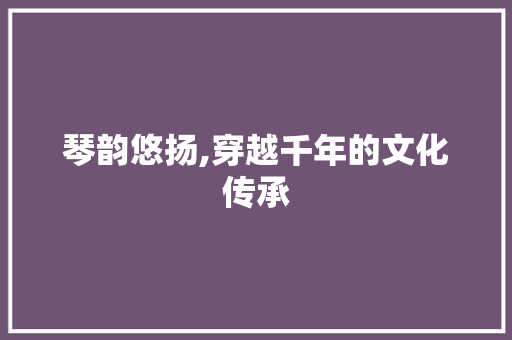 琴韵悠扬,穿越千年的文化传承