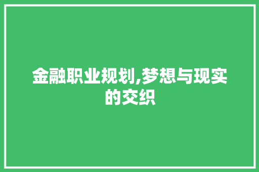 金融职业规划,梦想与现实的交织