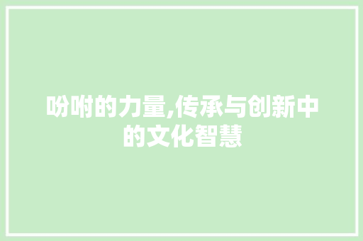 吩咐的力量,传承与创新中的文化智慧