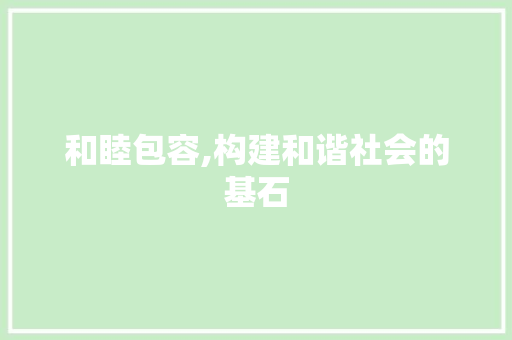 和睦包容,构建和谐社会的基石