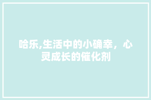 哈乐,生活中的小确幸，心灵成长的催化剂