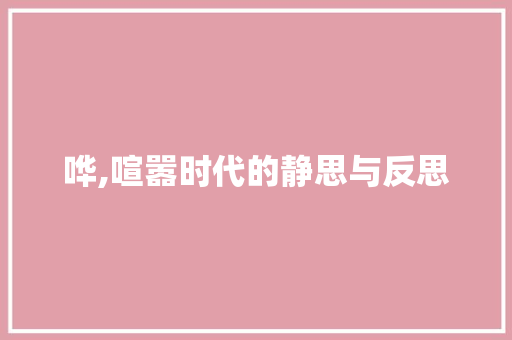 哗,喧嚣时代的静思与反思