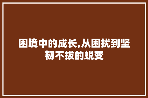 困境中的成长,从困扰到坚韧不拔的蜕变