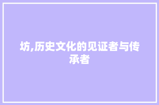 坊,历史文化的见证者与传承者