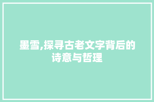 墨雪,探寻古老文字背后的诗意与哲理