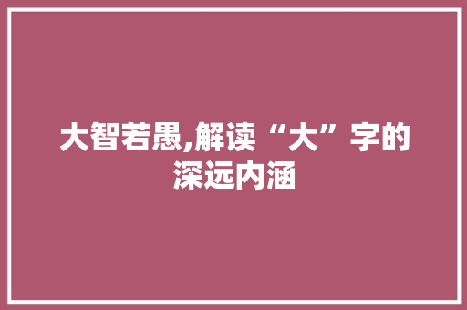 大智若愚,解读“大”字的深远内涵