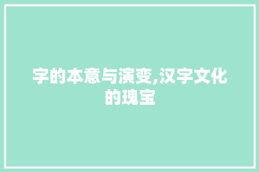 字的本意与演变,汉字文化的瑰宝