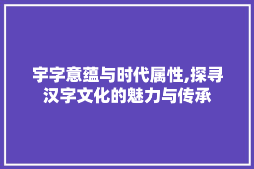 宇字意蕴与时代属性,探寻汉字文化的魅力与传承
