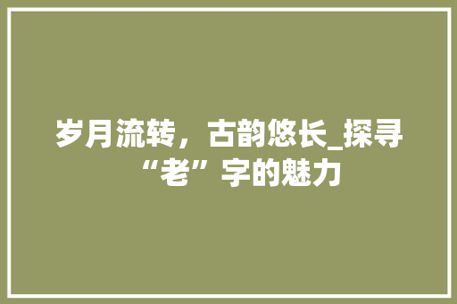 岁月流转，古韵悠长_探寻“老”字的魅力
