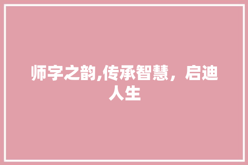 师字之韵,传承智慧，启迪人生