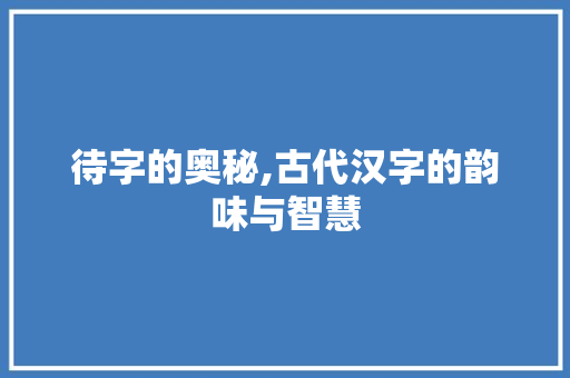 待字的奥秘,古代汉字的韵味与智慧