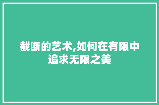 截断的艺术,如何在有限中追求无限之美