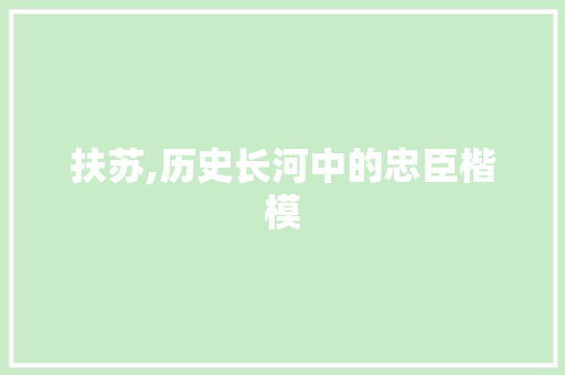 扶苏,历史长河中的忠臣楷模 短语