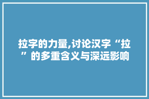 拉字的力量,讨论汉字“拉”的多重含义与深远影响