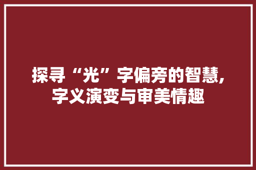 探寻“光”字偏旁的智慧,字义演变与审美情趣