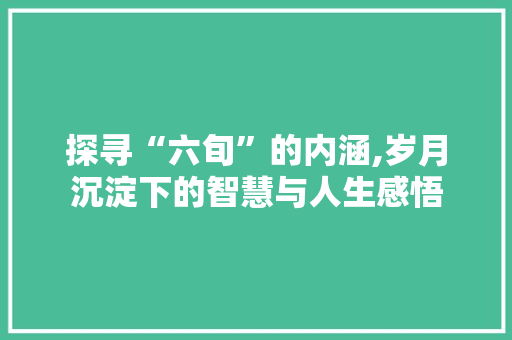 探寻“六旬”的内涵,岁月沉淀下的智慧与人生感悟