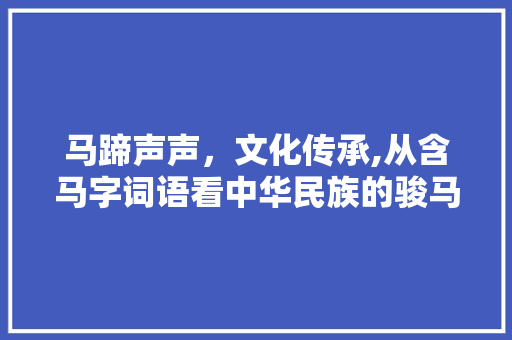 马蹄声声，文化传承,从含马字词语看中华民族的骏马文化