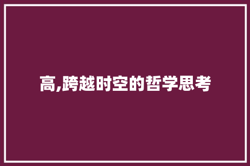 高,跨越时空的哲学思考