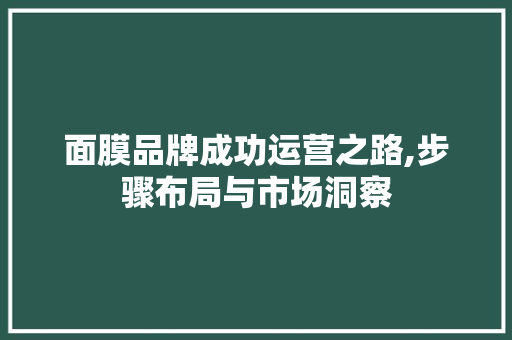 面膜品牌成功运营之路,步骤布局与市场洞察