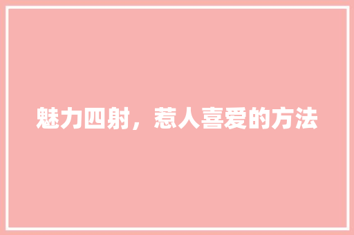魅力四射，惹人喜爱的方法 短语