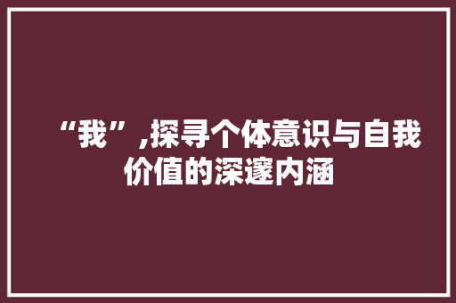“我”,探寻个体意识与自我价值的深邃内涵