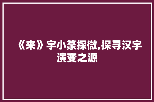 《来》字小篆探微,探寻汉字演变之源