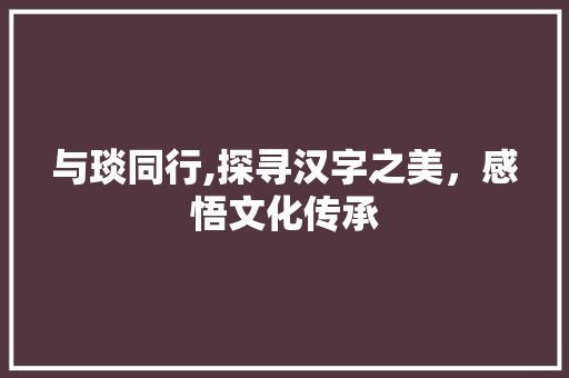 与琰同行,探寻汉字之美，感悟文化传承
