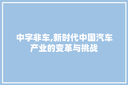 中字非车,新时代中国汽车产业的变革与挑战