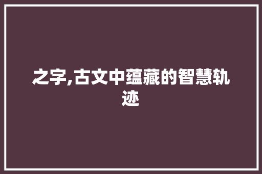 之字,古文中蕴藏的智慧轨迹