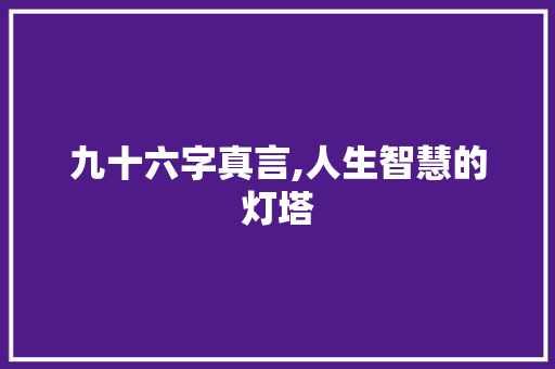 九十六字真言,人生智慧的灯塔