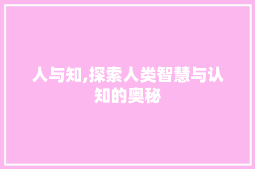 人与知,探索人类智慧与认知的奥秘