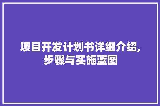 项目开发计划书详细介绍,步骤与实施蓝图 短语