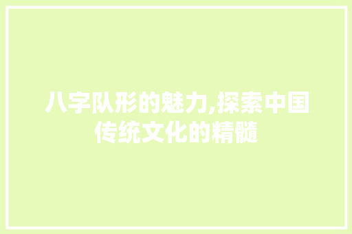 八字队形的魅力,探索中国传统文化的精髓 汉字拼音