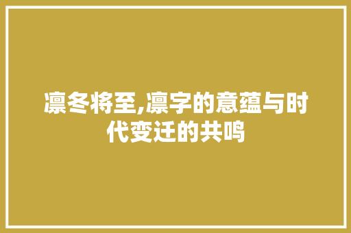 凛冬将至,凛字的意蕴与时代变迁的共鸣