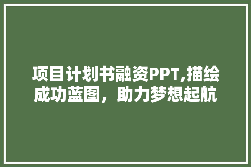 项目计划书融资PPT,描绘成功蓝图，助力梦想起航 诗词佳句