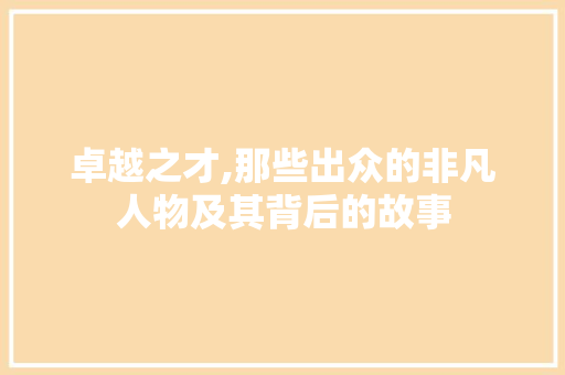 卓越之才,那些出众的非凡人物及其背后的故事