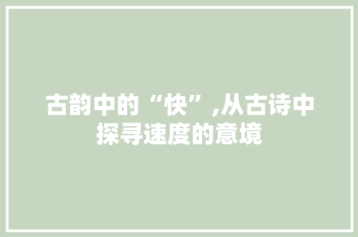 古韵中的“快”,从古诗中探寻速度的意境
