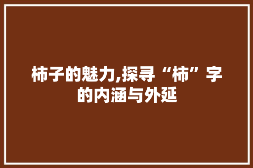 柿子的魅力,探寻“柿”字的内涵与外延