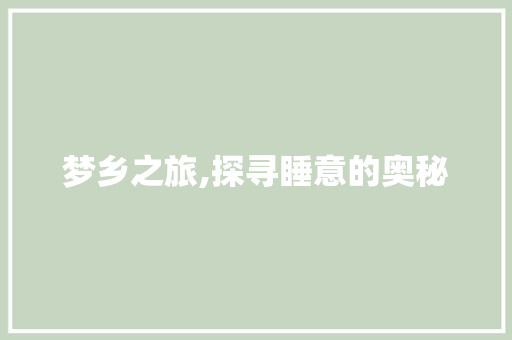 梦乡之旅,探寻睡意的奥秘