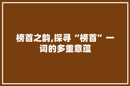 榜首之韵,探寻“榜首”一词的多重意蕴 汉字拼音