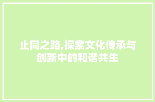 止同之路,探索文化传承与创新中的和谐共生