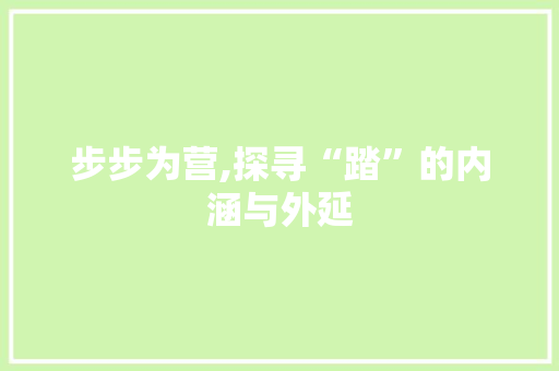 步步为营,探寻“踏”的内涵与外延